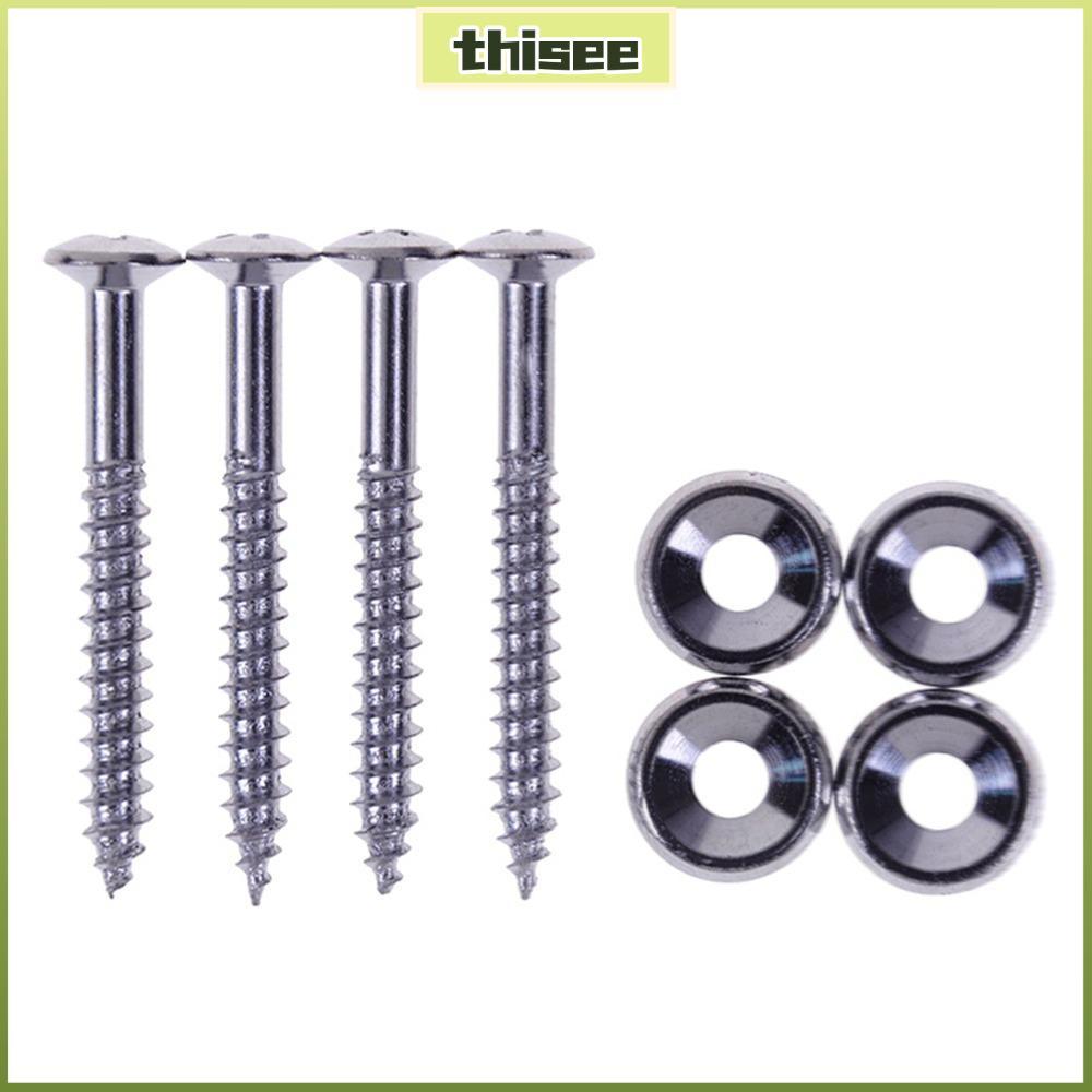THISEPH 4PCS กีตาร์คอ Joint Bushings, โลหะเงินกีตาร์คอสกรู, พรีเมี่ยมคอ Joint Ferrules สลักเกลียวกีต