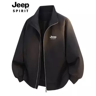 JEEP SPIRIT Men Stand Collar เบสบอล Flight Jacket Casual Windproof Outerwear Top Daily Fashion Coat
