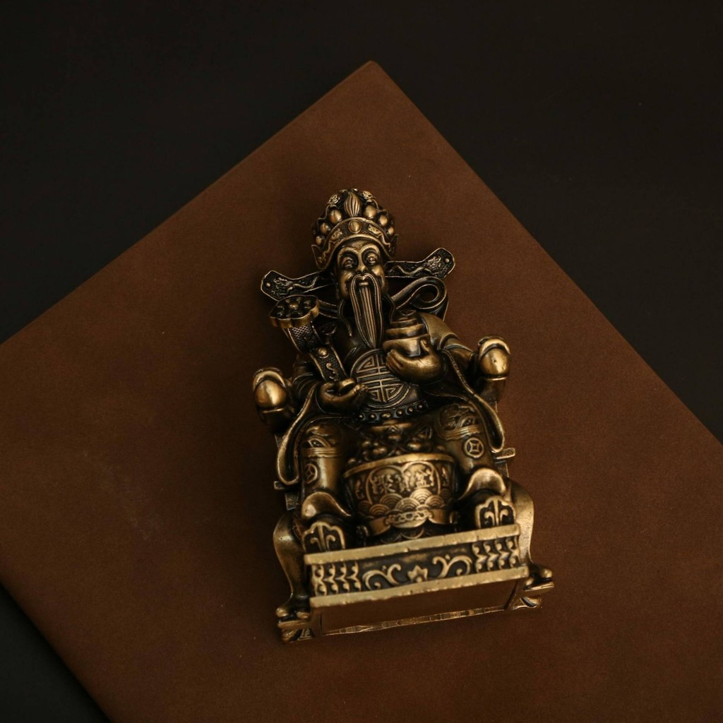 จีนความมั่งคั่ง Deity ตุ๊กตารายละเอียดทองเหลือง Deity ตุ๊กตาเครื่องประดับ Feng Shui Vintage สําหรับส