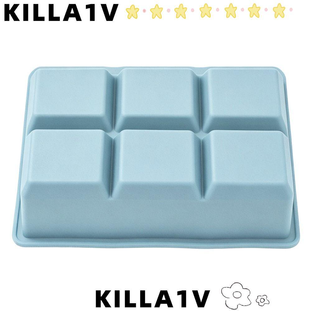 KILLA1V 2 pcs Ice Cube Maker,ซิลิโคน 6 Cavities Ice Cubeถาด,Reusable Easy Release Leak Proof Square 