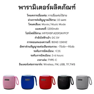 ลำโพงบลูทูธ 5.3 ลำโพงไร้สายพกพา ลำโพงมีไฟ RGB เสียงเบสหนัก รองรับ TF/U Disk/TWS ครบจบในตัวเดียว