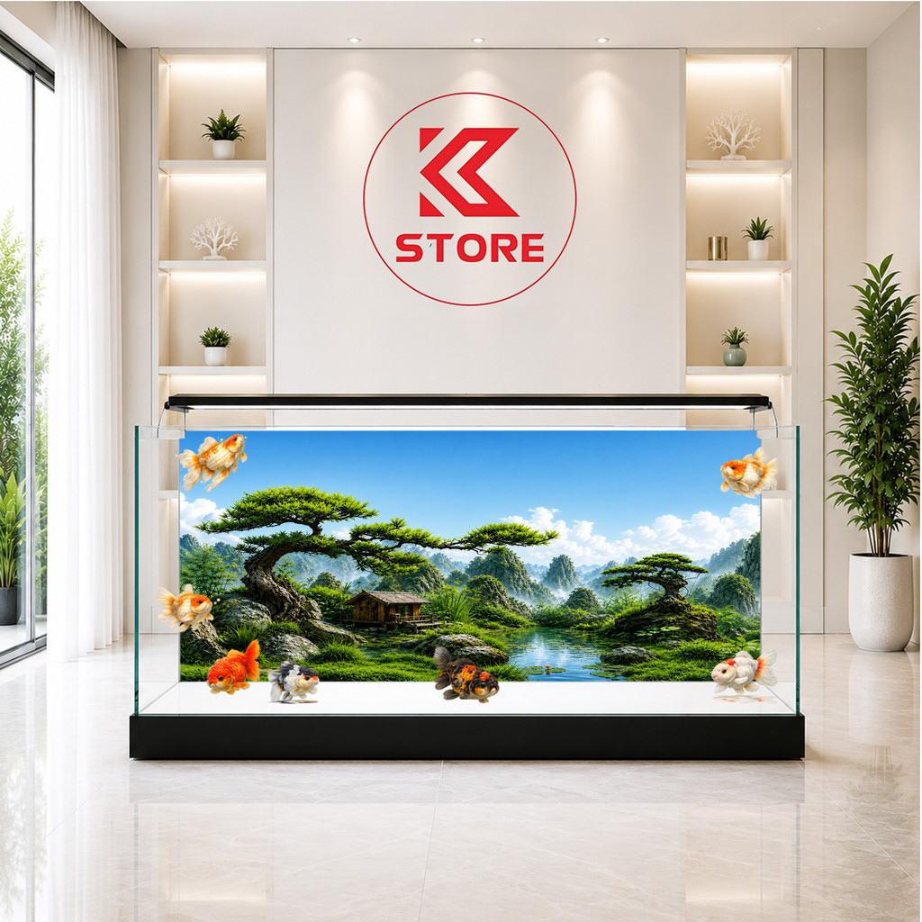 KC Store สติ๊กเกอร์ตู้ปลา 3D โทนสีสดใส หรูหรา PVC กันน้ําหลายขนาด 2241