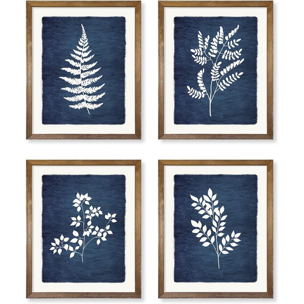 Vintage Botanical Wall Art - Royal Blue Wall Decor - ดอกไม้พืชผนังพิมพ์ - 8x10 Unframed - Minimalist