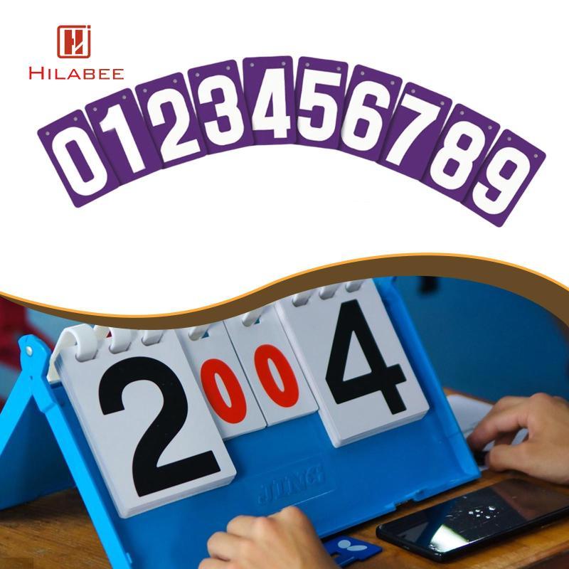 HILABEE PVC Score Flipper การ์ดกันน้ําทนทาน 0 ถึง 9 จํานวนการ์ดคะแนนคู่มือสําหรับเยาวชนลีกโรงเรียน P