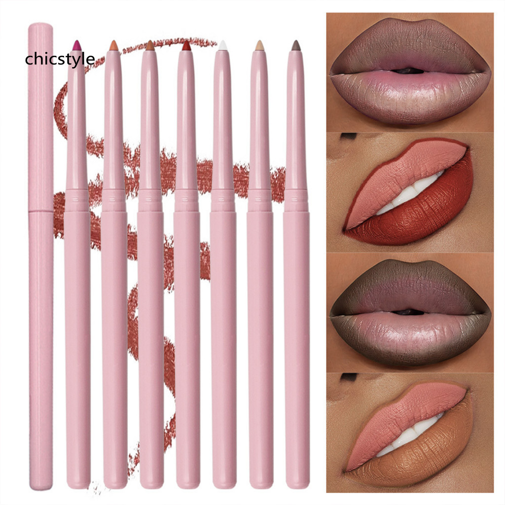 Chicstyle Long Lasting Lip Liner Pencil Precision Lip Liner Pencil การออกแบบหมุนได้สําหรับการประยุกต
