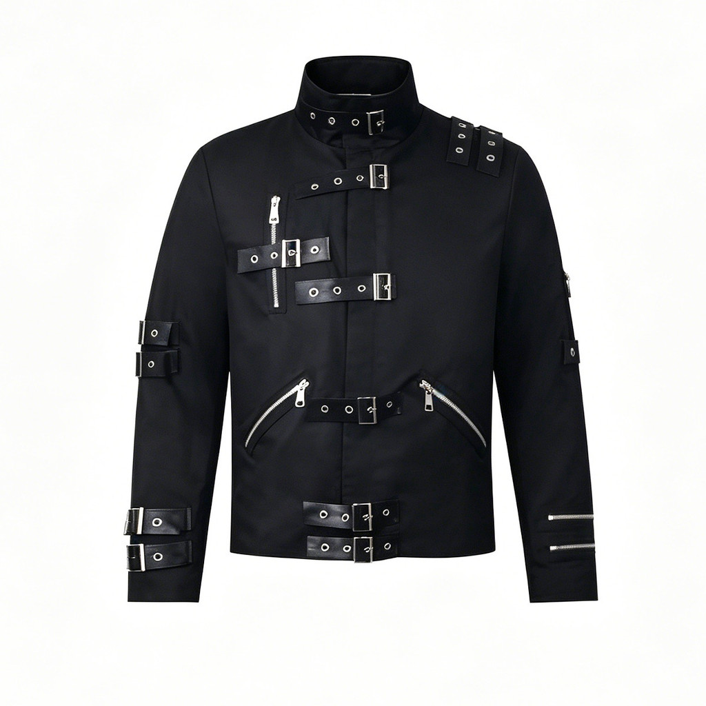 คอสตูมคอสเพลย์ Michael Jackson เสื้อแจ็คเก็ตพังก์เวทีสไตล์ MJ ชุดการแสดงโลหะหนัก NS
