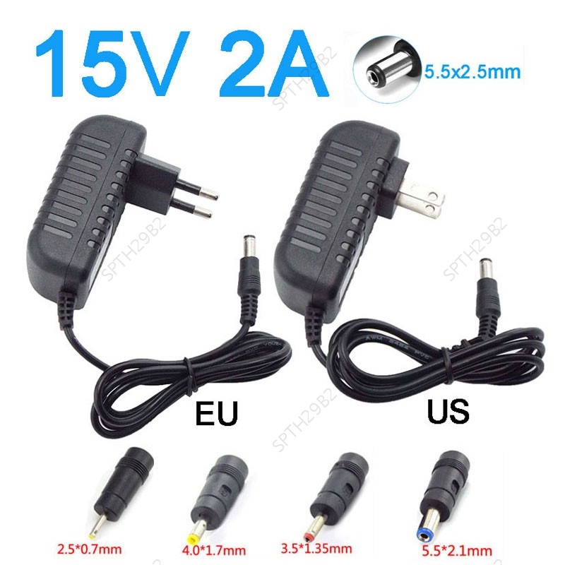 5.5*2.1 มม.4.0*1.7 มม.3.5*1.35 มม.2.5*0.7 DC ปลั๊ก Converter DC 15V 2A Power Supply Charger AC 110-2