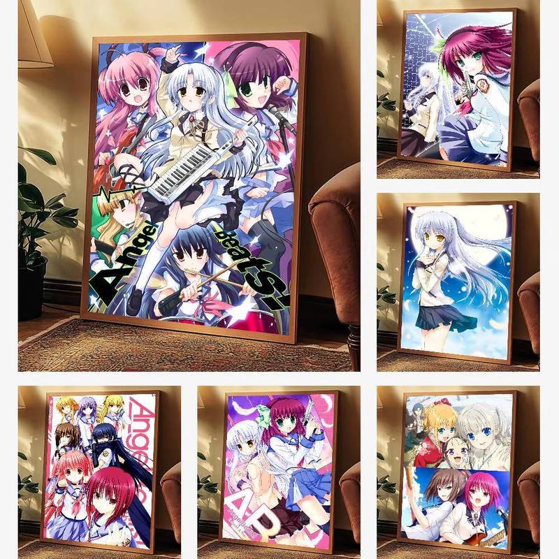 Angel Beats อะนิเมะผ้าใบ Wall Art ชุด Tachibana Kanade มังงะโปสเตอร์สําหรับ Gaming Room Decor