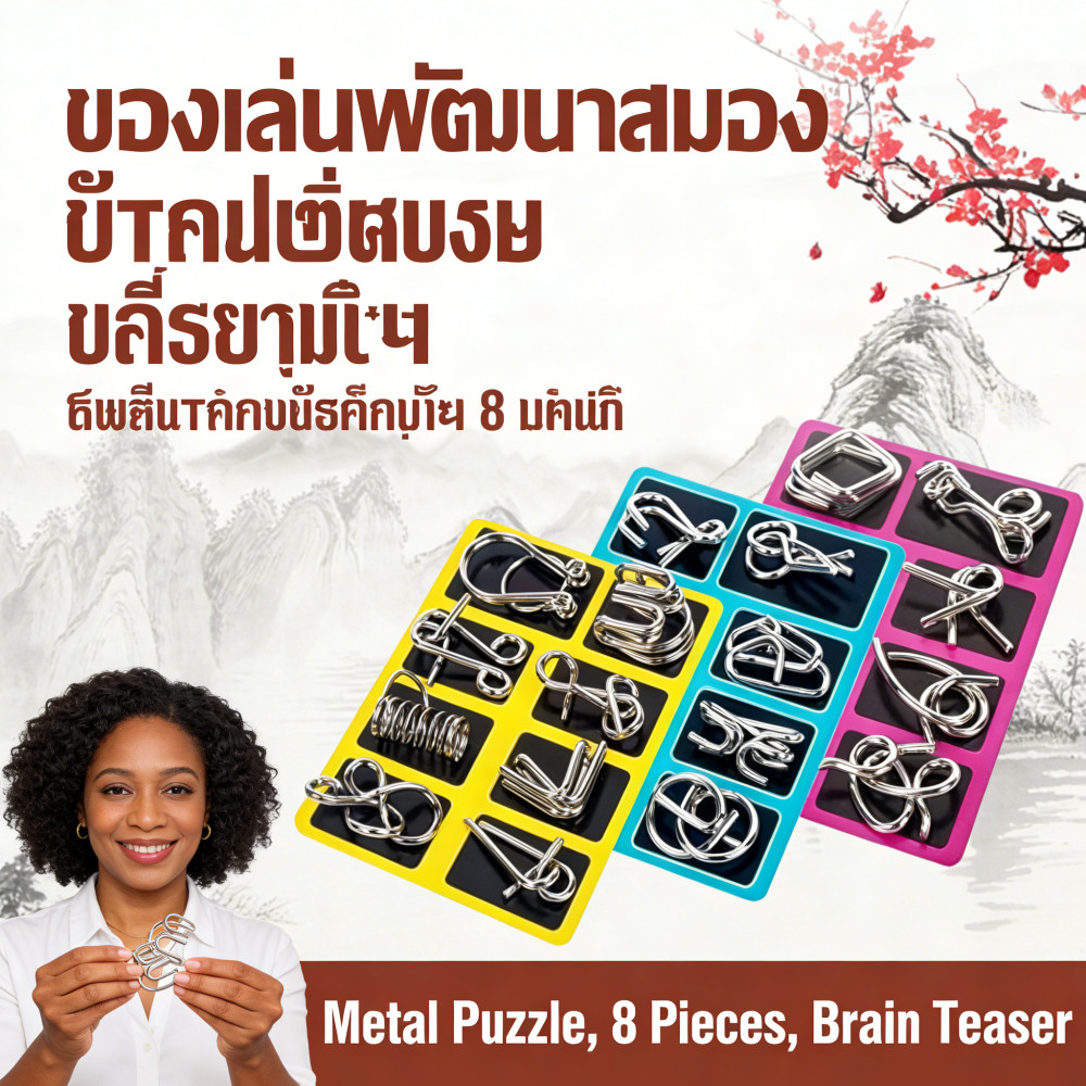 ของเล่นโลหะปริศนาจิ๊กซอว์โลหะ8ชิ้น metal puzzle