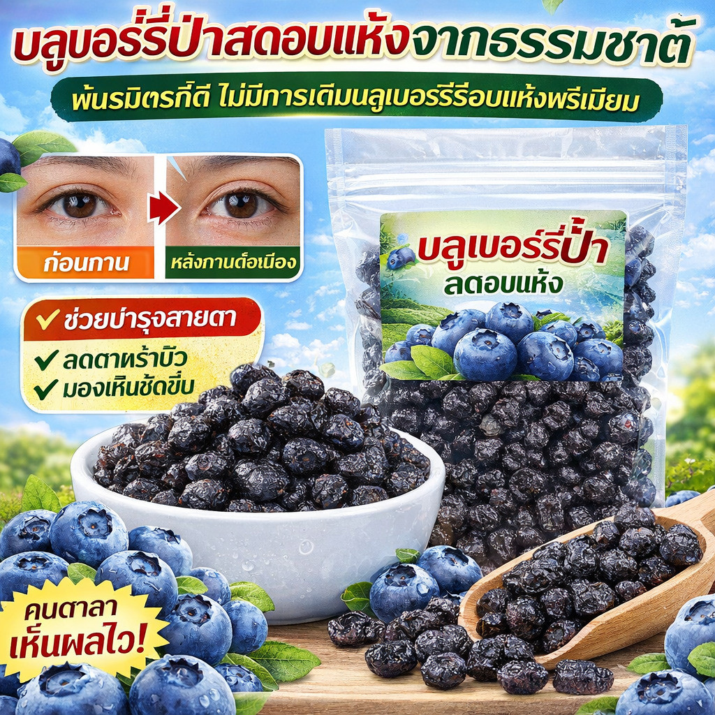 `บลูเบอร์รี่อบแห้งธรรมชาติ 100% ไม่มีสารเติมแต่ง ออร์แกนิค พร้อมทาน อุดมด้วยแอนโทไซยานินและสารต้านอนุมูลอิสระ ของว่างเพื่อสุขภาพ พกพาสะดวก เหมาะสำหรับคนทำงานและนักเรียน บลูเบอร์รี่แห้งคุณภาพสูง`