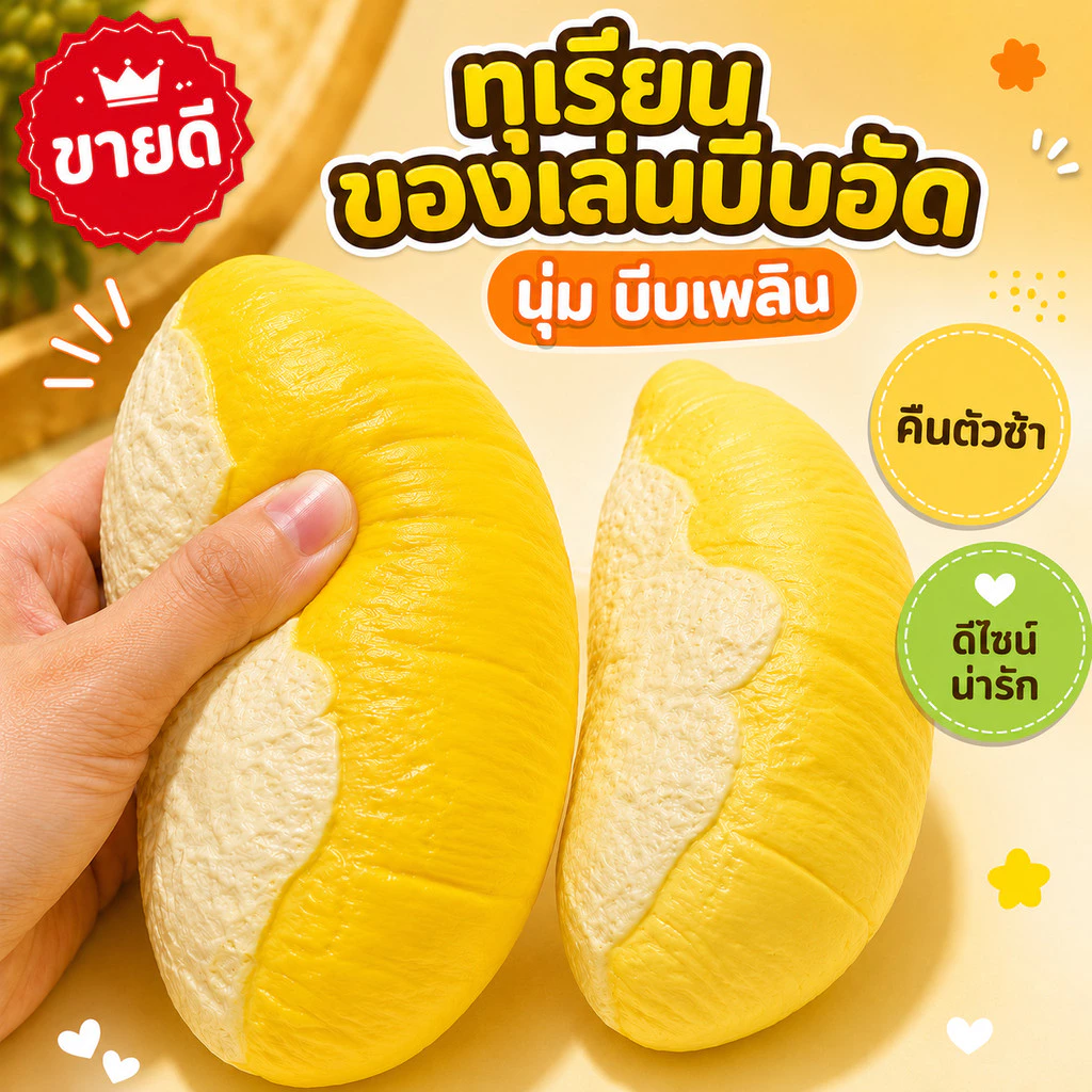 🔥COD🔥ของเล่นบีบอัด ผลไม้ของเล่นบีบอัด ทุเรียน ของเล่นผ่อนคลาย นิ่ม ฟื้นตัวช้า ช่วยคลายเครียด Squishy Toy