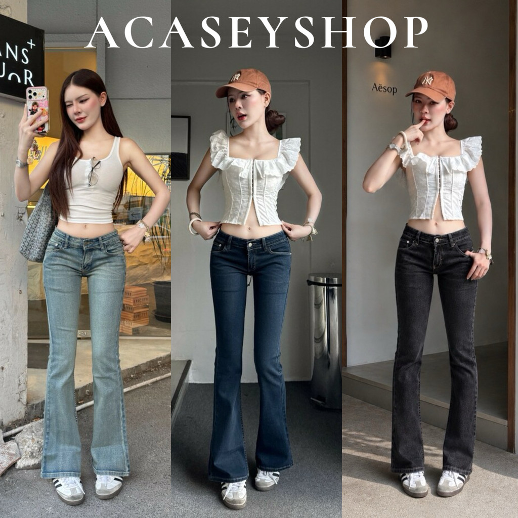 Acasey กางเกงยีนส์ผู้หญิง ขายาว ขาม้า เอวต่ำ ผ้ายืด Desa Low Jeans ผ้าลีวายยืด ไซส์ S - 3XL