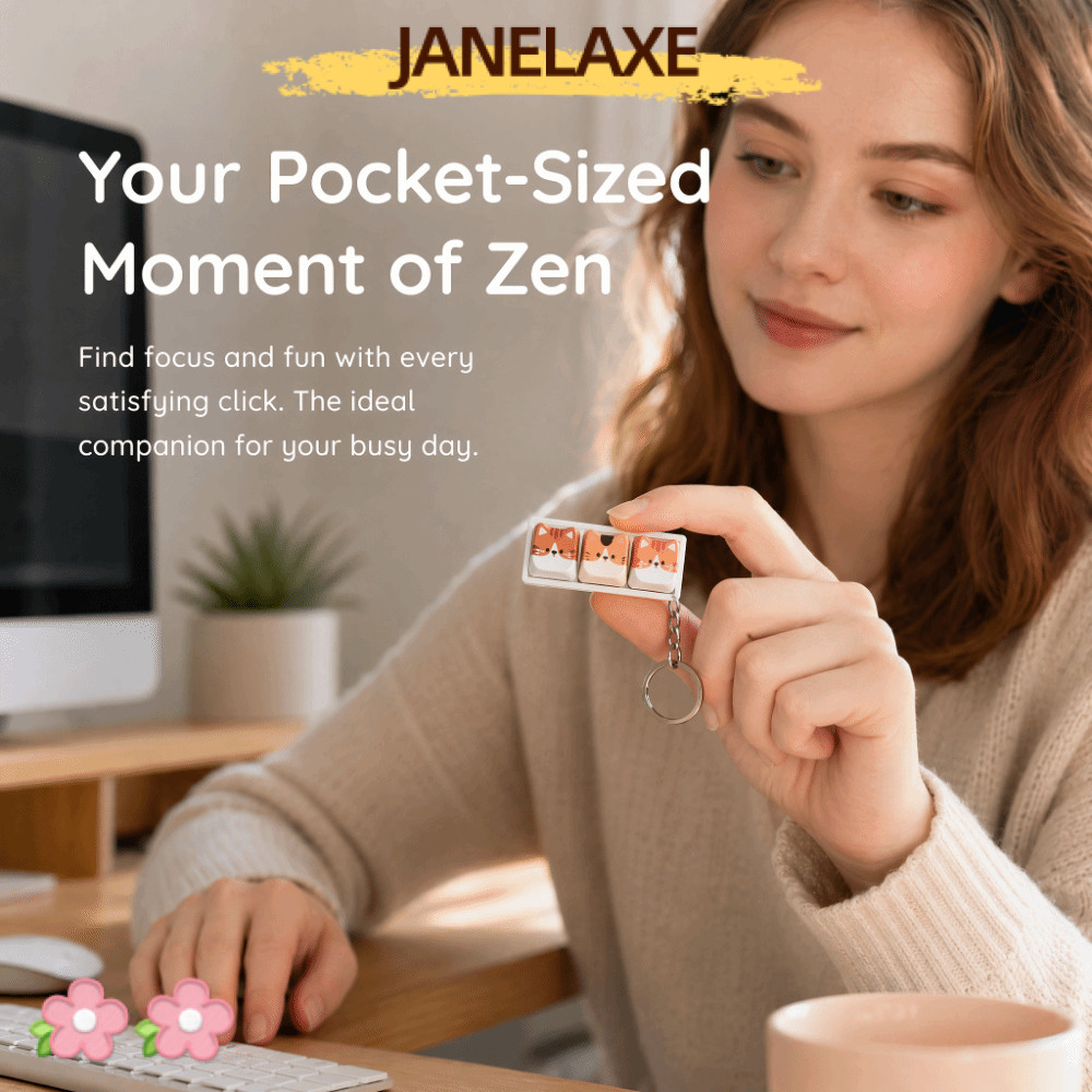 JANELAXE932JN จี้ของเล่นป้องกันความเครียด, ปุ่มกดกลความเครียดบรรเทา Clicker, ผ่อนคลายผ่านเวลาคีย์บอร