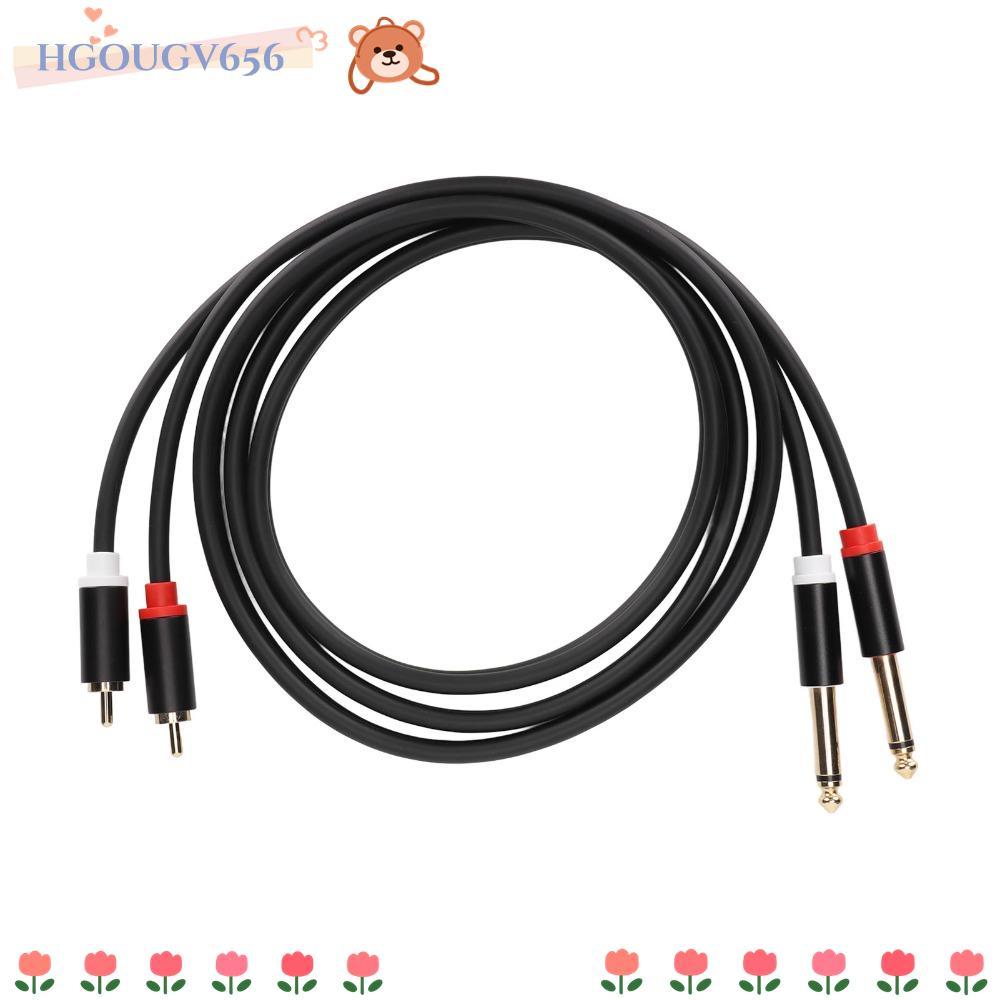 HGOUGVT Dual 1/4 TS to Dual RCA Cable, 1.5m / 4.9ft Gold Plated 6.35mm 2 พอร์ต RCA ถึง 2 TS Port Cab