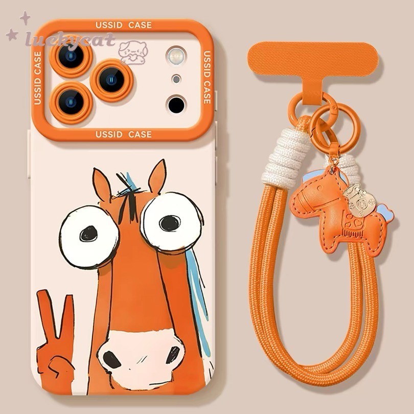 การ์ตูนสร้างสรรค์Big-Eyed HorseสําหรับiPhone 17 16 15 14 13 12 11 Pro Max XR XS Max 7 8 Plus SE2020