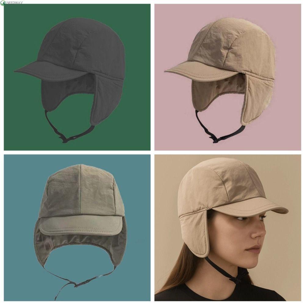 NEEDWAY อุปกรณ์ป้องกันหู Ushanka, สไตล์ญี่ปุ่นน้ําหนักเบา Earflaps Visor หมวก, Retro ผ้าฝ้ายนุ่มหนาหมวกนักบินกันลมผู้หญิง