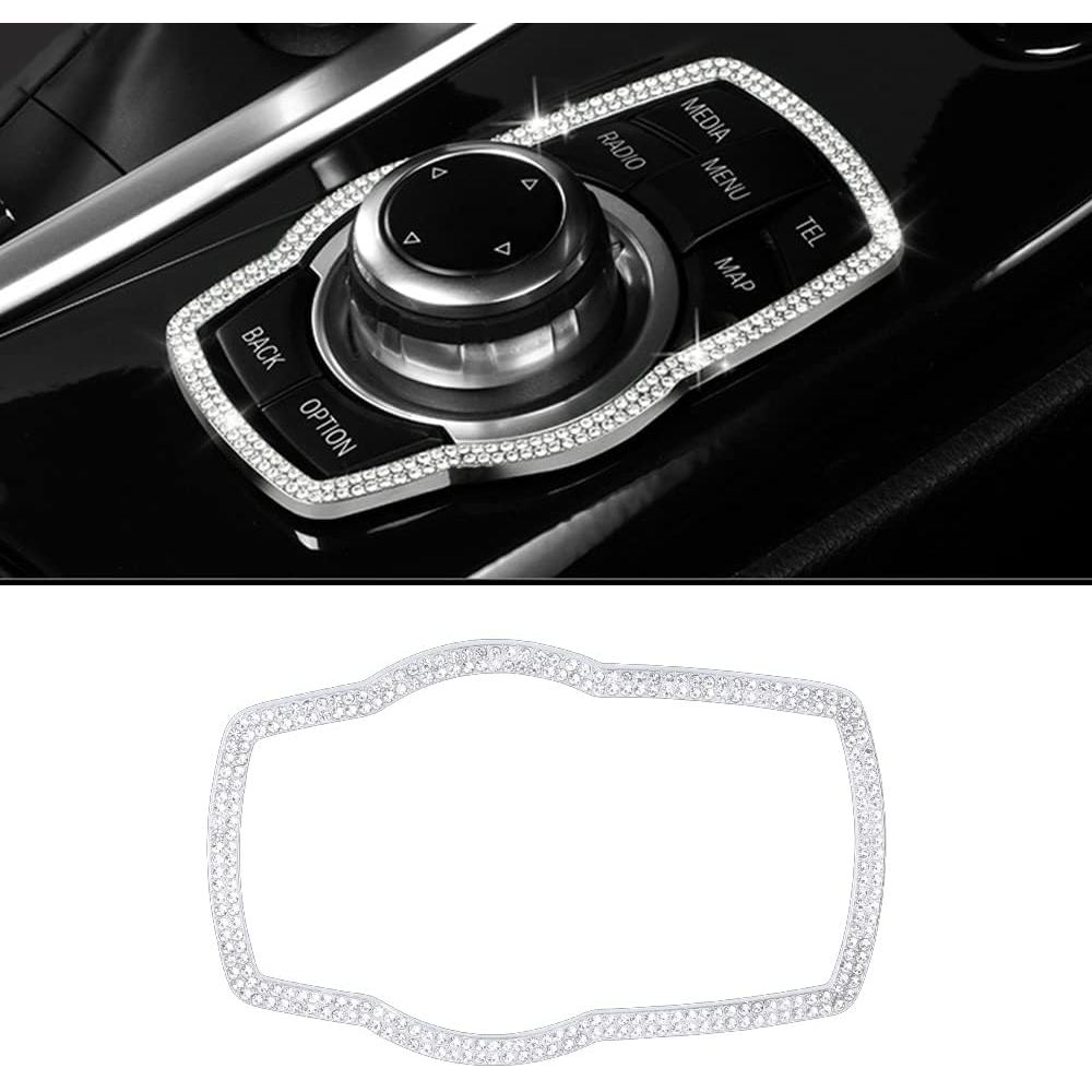 PIFOOG อุปกรณ์เสริม Fit สําหรับ BMW, คริสตัลมัลติมีเดียปุ่มตกแต่งกรอบสติกเกอร์เหมาะสําหรับ BMW 1 3 5
