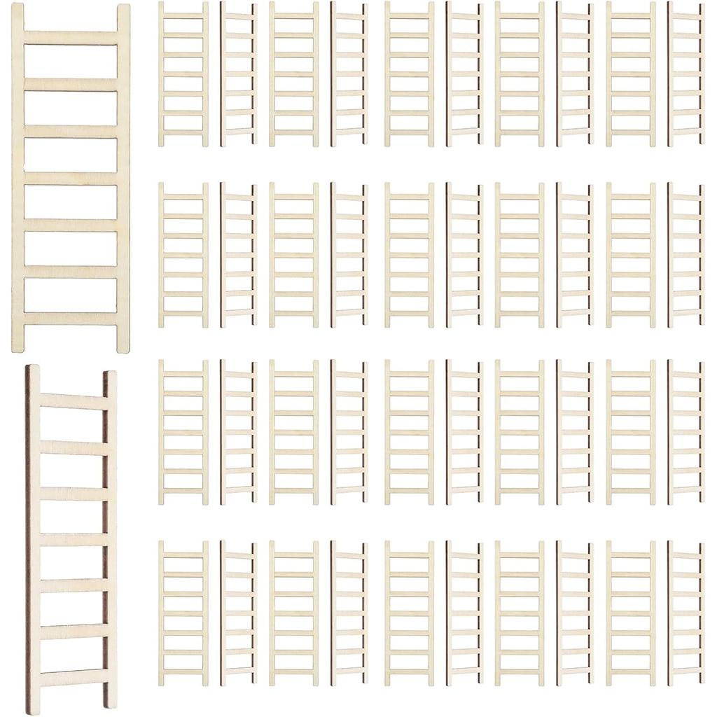 40 ชิ้น Mini Garden บันได 2.36 x 0.79 มินิไม้บันไดเฟอร์นิเจอร์ Mini House เครื่องประดับ DIY Craft อุ