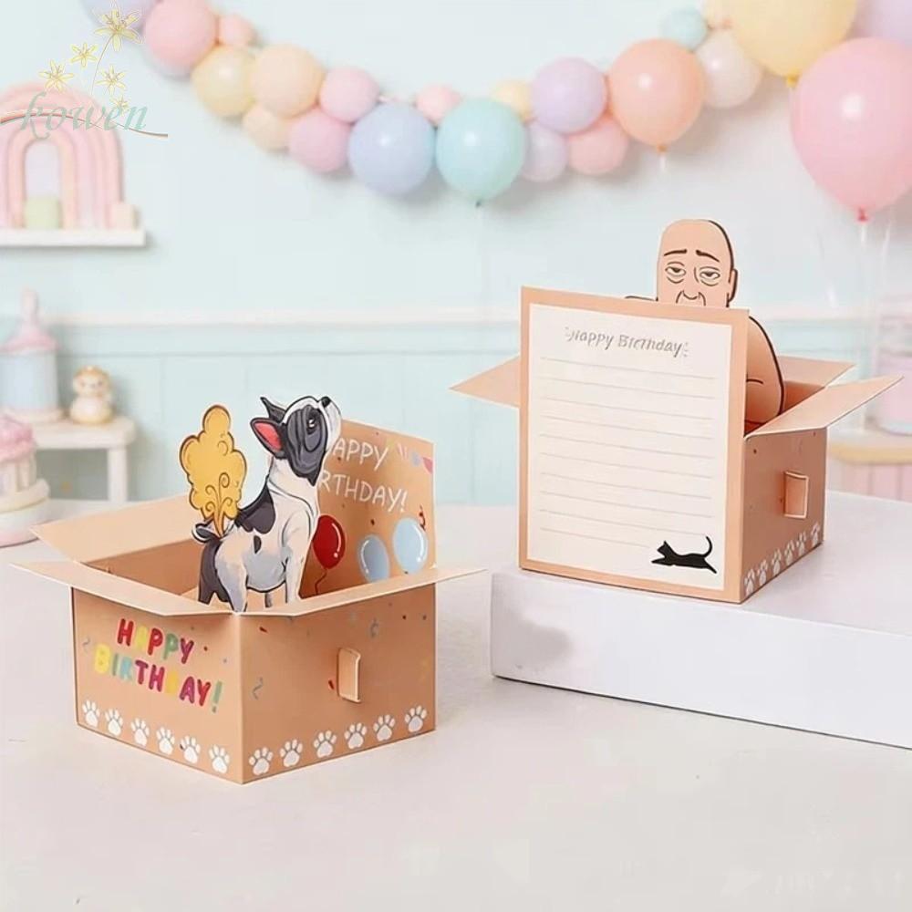 KOWEN Hilarious Pop-Up Card, Humorous Character Paper 3D Birthday Greeting Card, Creative Funny Surp