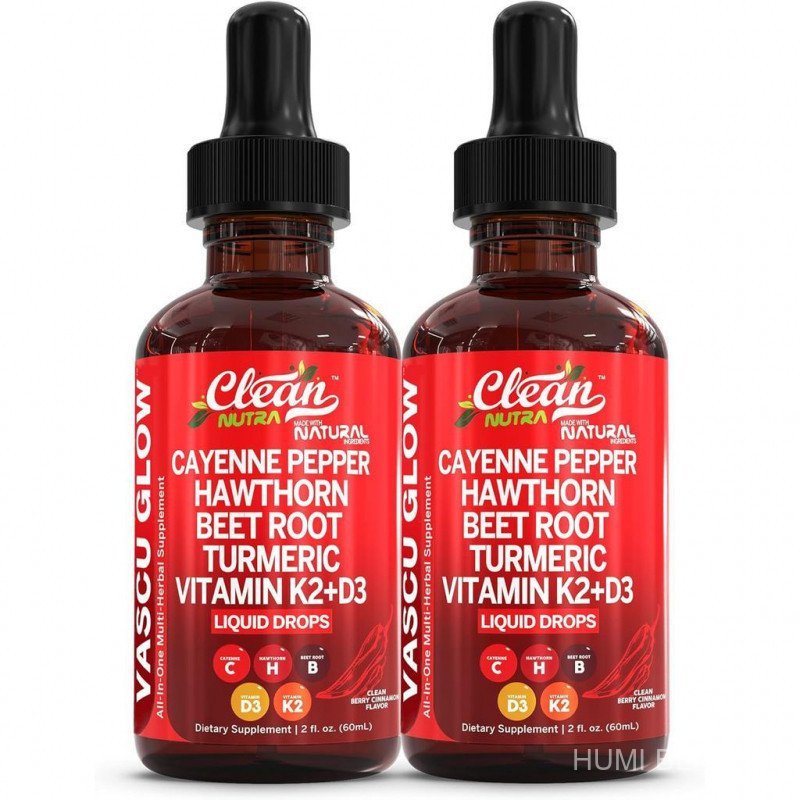 CleanNutra Chilli Drops Liquid+ผลไม้ฮอว์ธอร์น,วิตามิน D3 K2Bet Root Powder,Ceylon Cinnamon,Curcumin,