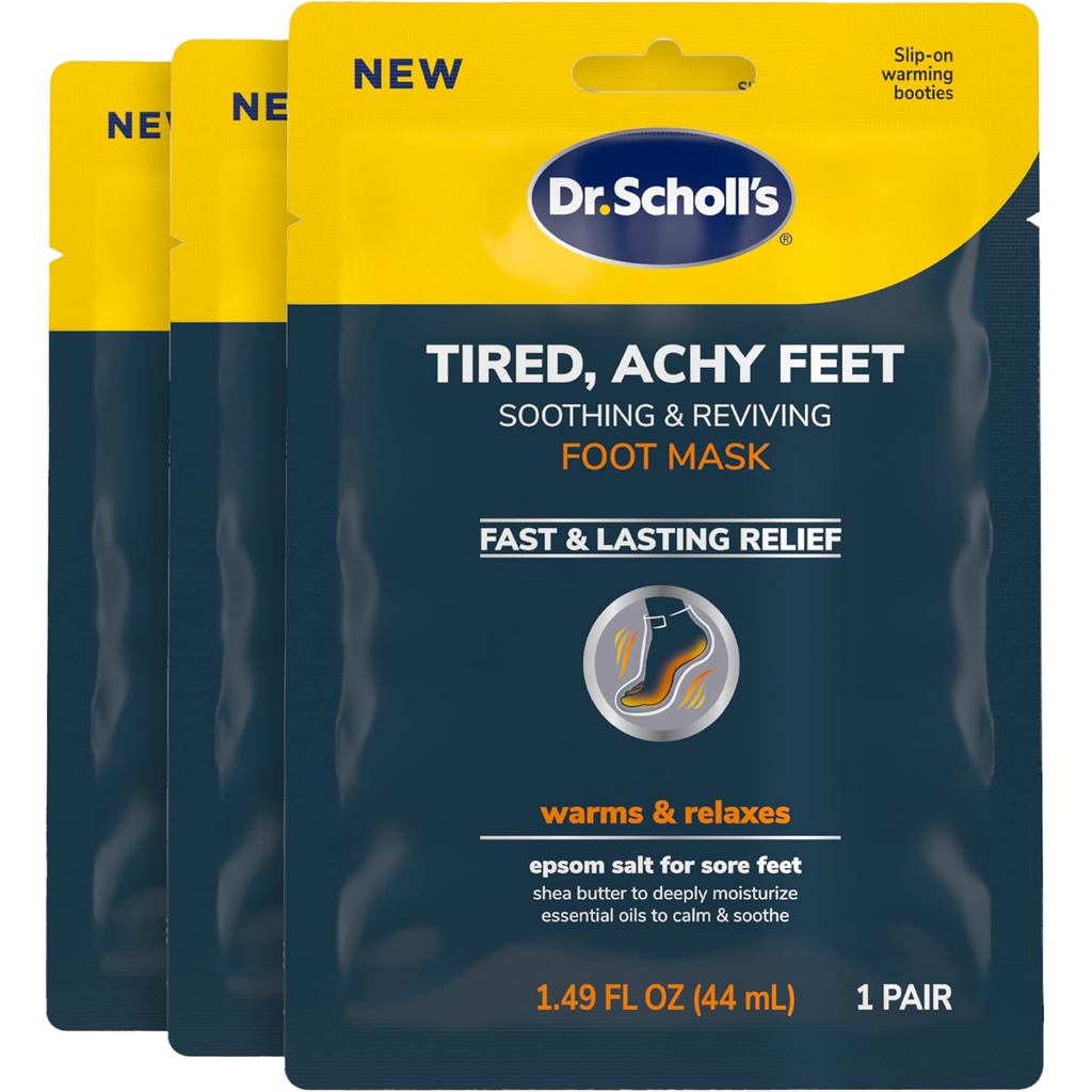 ดร. สกอลล์® Tyred, Achy Feet Soothing & Reviving Foot Mask, 3 คู่, Warming Booties 6LEM