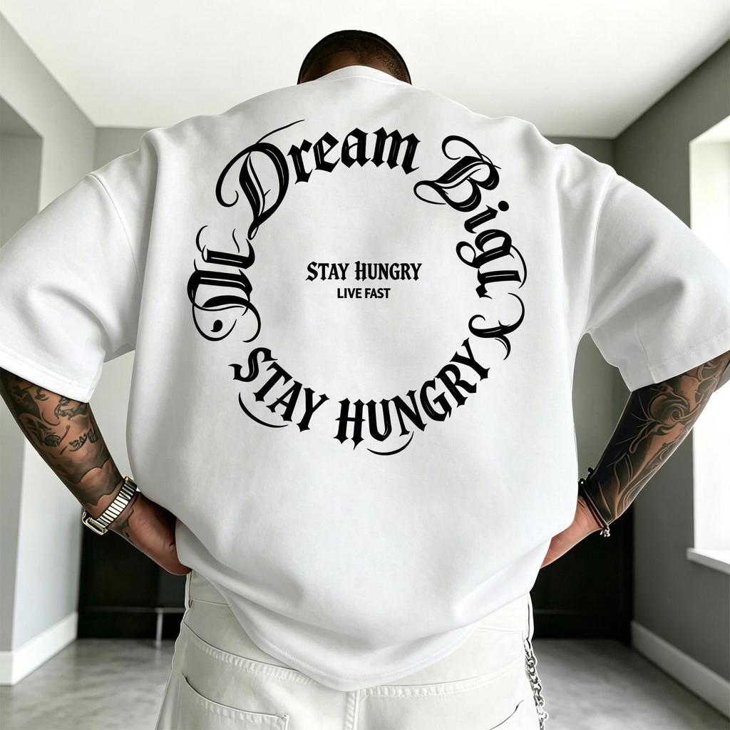 UT shop เสื้อยืดผ้าคอตตอน 100% “STAY HUNGRY” ทรง Oversize คอกลม แขนสั้น ผ้านุ่มสบาย ใส่ได้ทุกวัน ฤดูร้อน ไซส์ S-3XL
