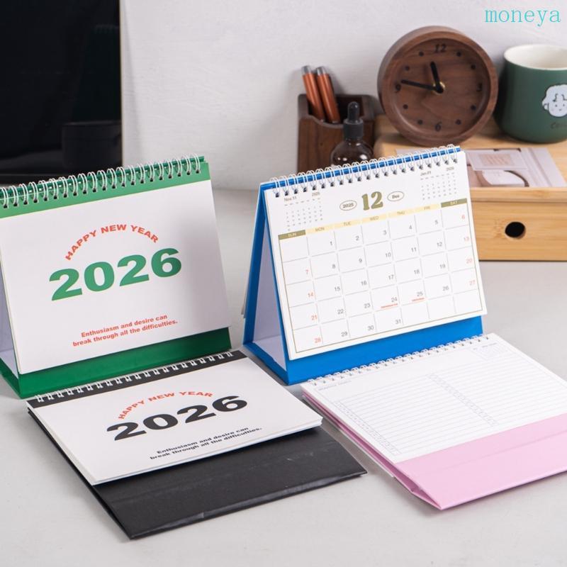 Mya 2026 ปฏิทินตั้งโต๊ะ 12 เดือน จากเดือน มกราคมถึงเดือนธันวาคม Twin-Coil Binding Calender