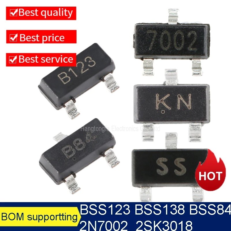 3000pcs 2N7002 2SK3018 BSS123 BSS138 BSS84 BAV99 BC817-40 SOT23 Marking7002 KN B84 B123 SS SMD ทรานซ