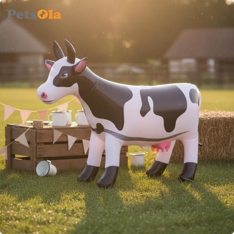 [PETSOLA] 4 ชิ้น Inflatable Bovine เหมือนจริงพองนม Bovine สนามหญ้าตกแต่ง Party Decor สําหรับฟาร์ม Ga