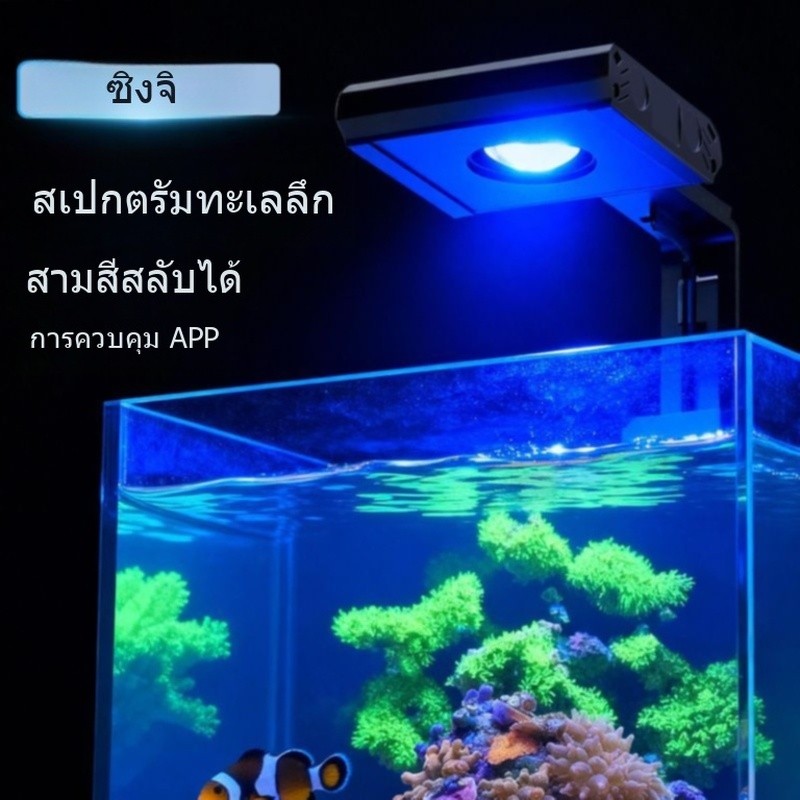 โคมไฟปะการังตู้ปลาทะเลคุณภาพสูง สเปกตรัมเต็ม มีแสง UV ในตัว เหมาะสำหรับตู้ปลาทะเลขนาดเล็ก ใช้เลี้ยงป