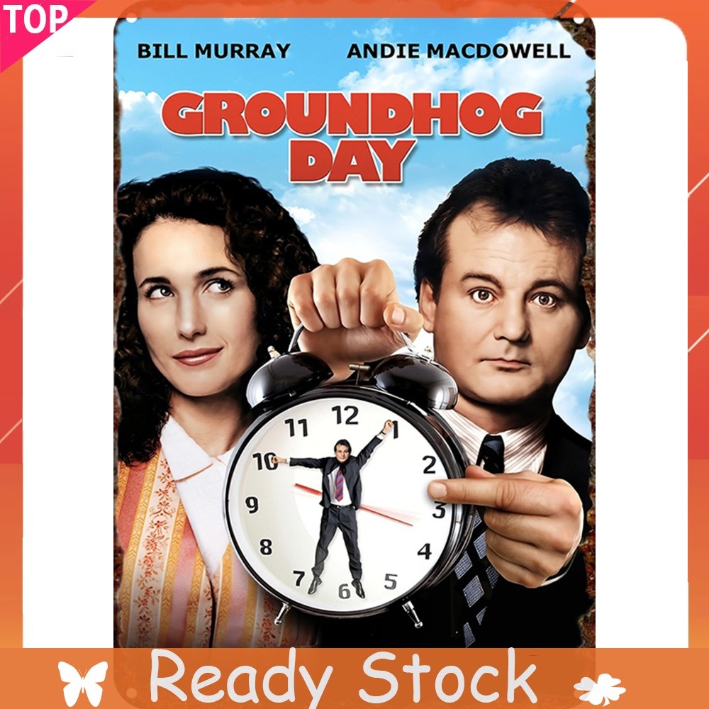 Groundhog Day Vintage โลหะดีบุกป้ายโลหะดีบุก Wall Art สําหรับ Home Kitchen Bar Club ตกแต่ง 7.84x11.8