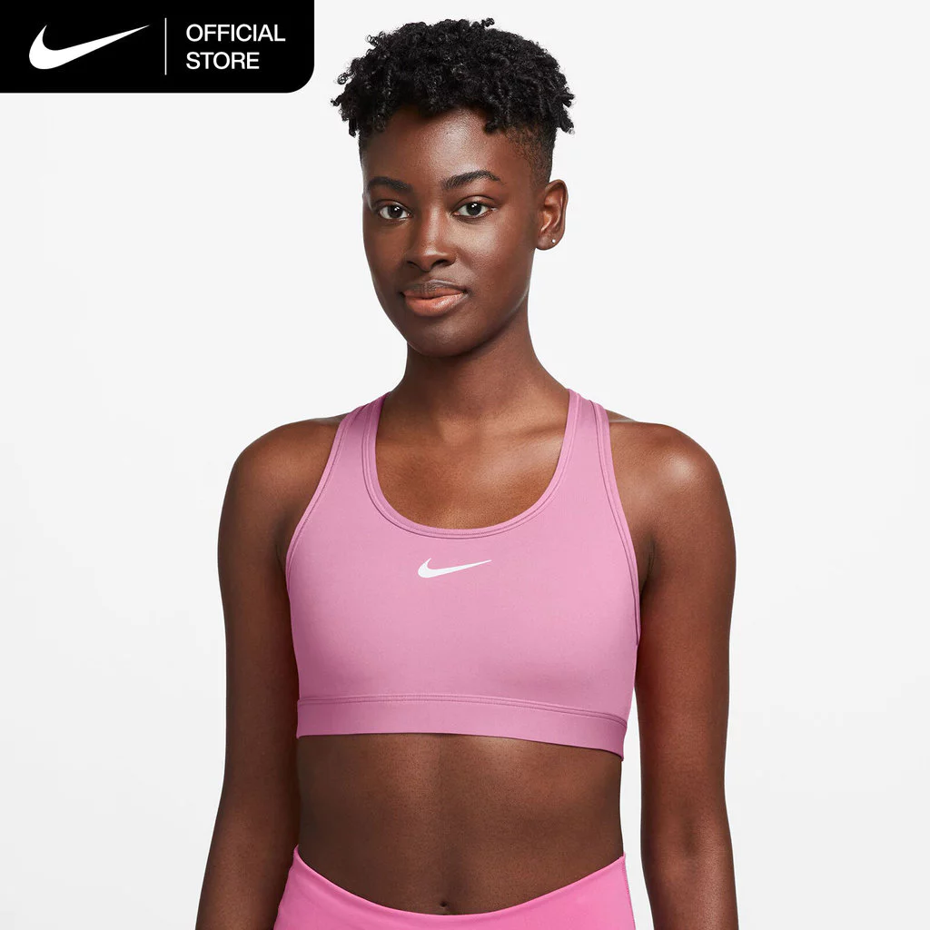 Nike Women's Swoosh Medium Support Padded Sports Bra - Pink Rise [DX6822-621]