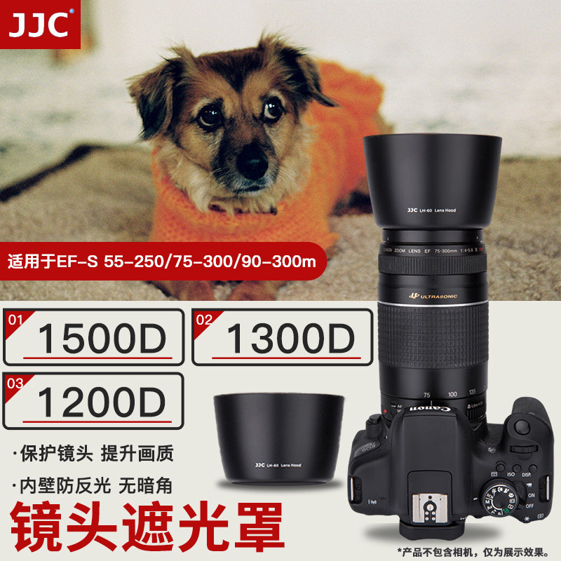 JJC ฮูดกล้องเหมาะสําหรับ Canon RF 75-300 มม./EF-S 55-250/EF 75-300/90-300 มม.เลนส์เปลี่ยน ET-60 อุปก