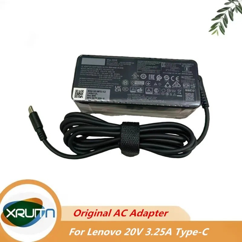 Original 20V 3.25A 65W TYPE-C USB-C แล็ปท็อปอะแดปเตอร์ Ac สําหรับ Lenovo T14 T14s T15 T480 T480s T49