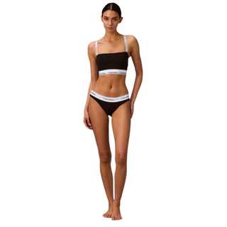 CALVIN KLEIN เสื้อชั้นในผู้หญิงถอดสายได้ Icon Cotton Modal Lightly Lined Bandeau Bra รุ่น QF8838AD UB1-สีดำ