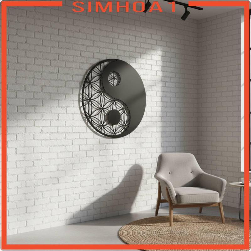 [Simhoa1] Yin Yang โลหะตกแต่งผนังสีดํา Yin-Yang ตกแต่งผนังในร่มสําหรับสํานักงาน