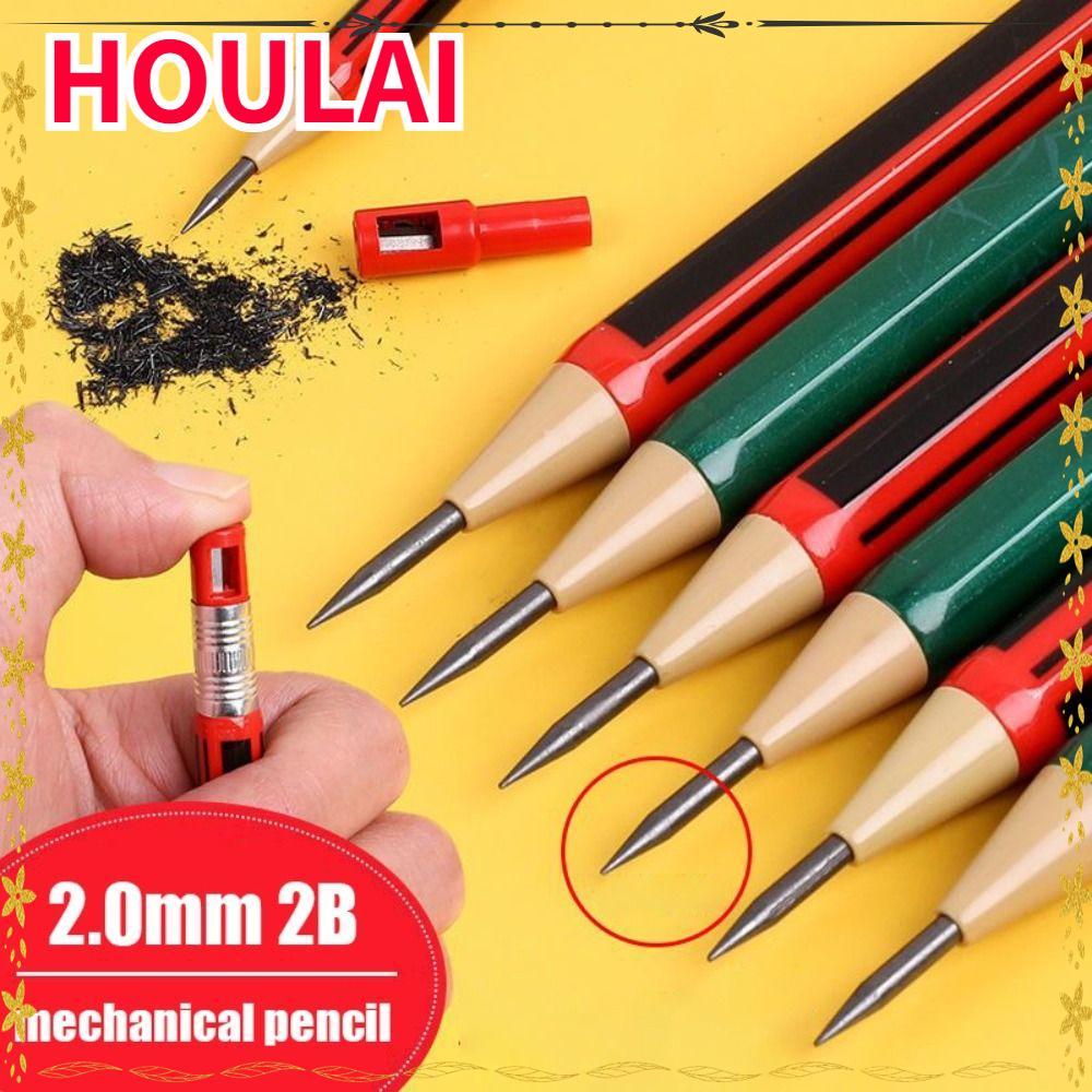 ดินสออัตโนมัติ HOULAI, 2.0 มม.2B Sketch Drawing Writing Tool ดินสอกด, Anti-slip Stationery Press Typ