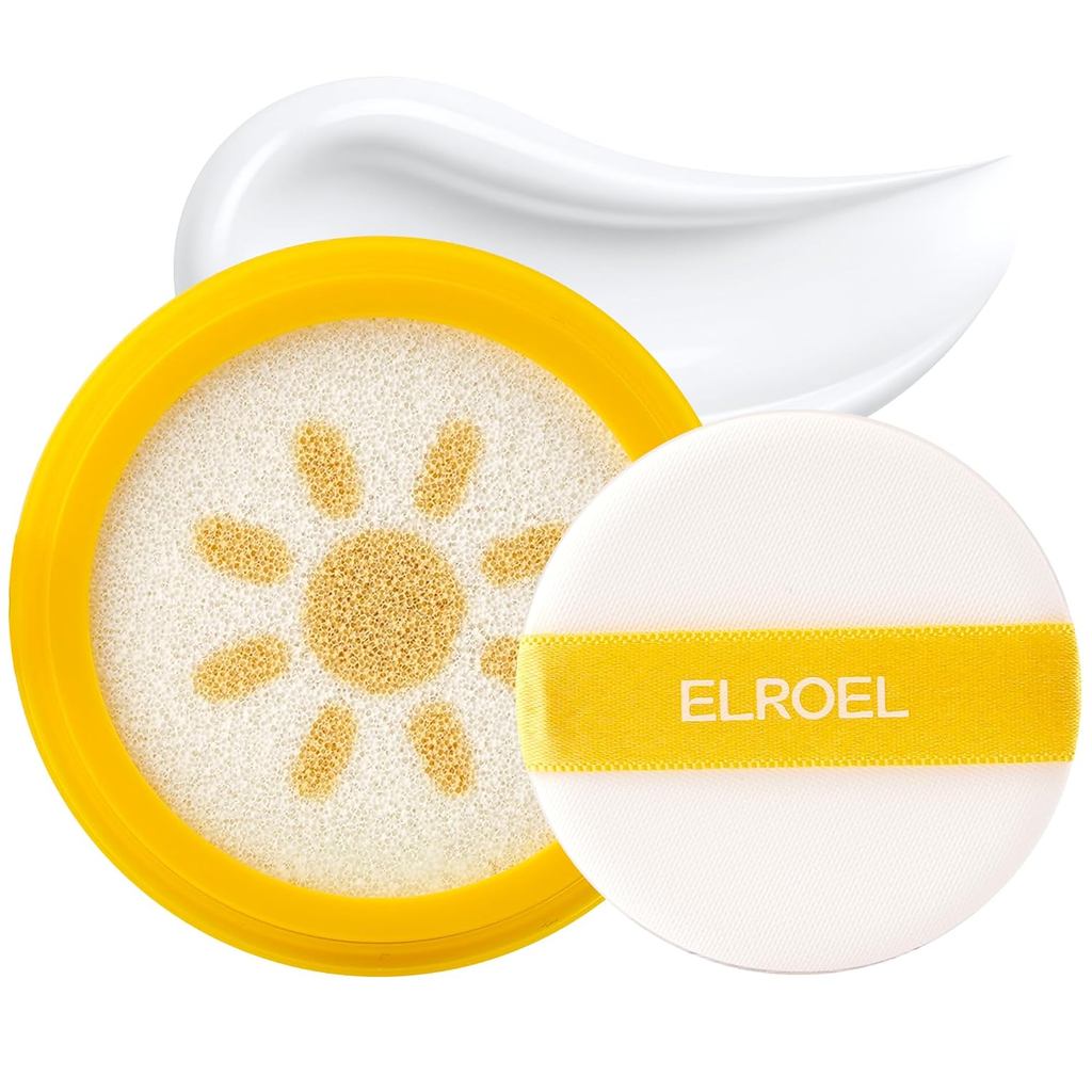 ELROEL Pang Pang Sun Cushion Plus Refill - Broad Spectrum SPF 50 Face Sunscreen with 72-Hour Hydrati