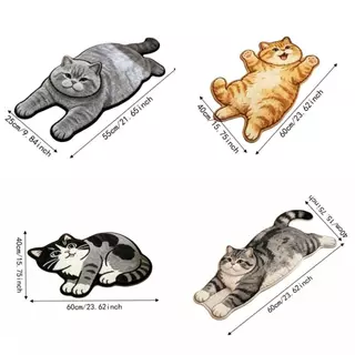 CVMAX พรมตกแต่งบ้าน,พรมกันลื่น 2D Cat-Shaped พรมพื้นที่,นุ่มป้องกันการเปรอะเปื้อนทําความสะอาดง่ายพรมการ์ตูนห้องนั่งเล่น