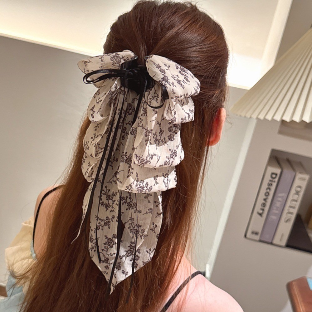 ใหม่ดอกไม้ Streamer Grabber คลิปผมหางม้าด้านหลังหัว Hairpin Super Fairy ฤดูร้อนลําแสงดอกไม้ Grabber หญิงสไตล์ฝรั่งเศส — صورة 8