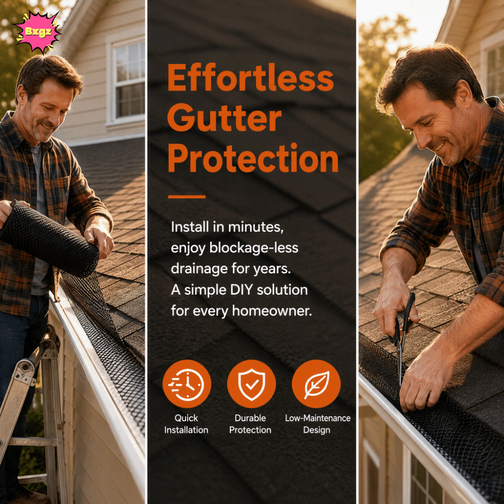INNICE Gutter Leaf Guard Roll, เศษพลาสติก Gutter Guard ตาข่ายม้วน, นํากลับมาใช้ใหม่ติดตั้งง่ายพลาสติ