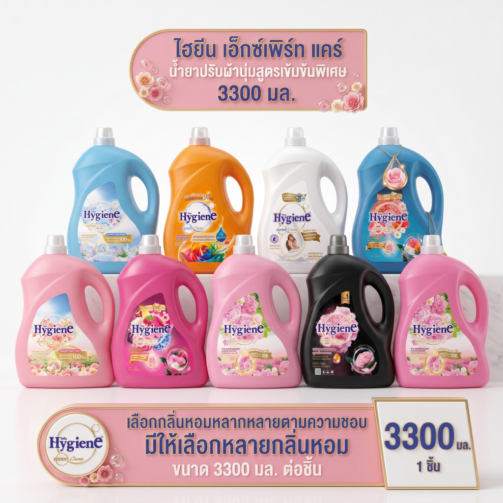 ไฮยีน เอ็กซ์เพิร์ท แคร์ น้ำยาปรับผ้านุ่มสูตรเข้มข้นพิเศษ 3300 มล. (เลือกสูตรได้)