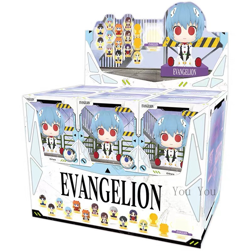 ของแท้ Funism EVANGELION ชุดน่ารักบีบ กล่องตาบอด แผนเติมเต็มความน่ารัก EVA ของตกแต่ง กล่องเต็ม12-226