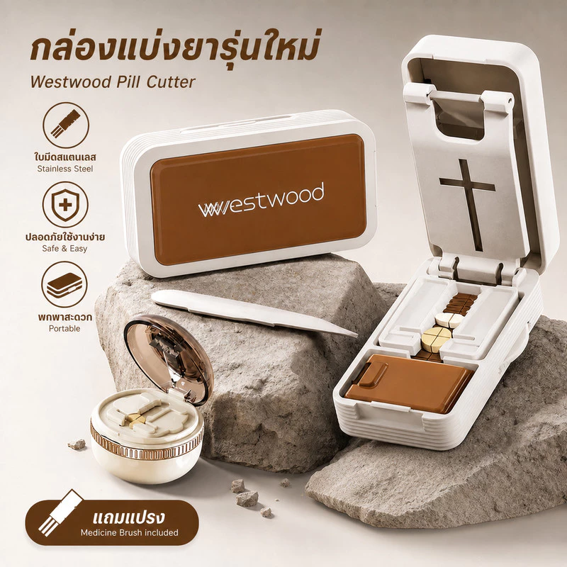 เครื่องตัดยา กล่องเก็บยา พกพา แบ่งยา 2 ส่วน 4 ส่วน กันฝุ่น ขนาดเล็ก 0 3 ซม ดีไซน์สวยงาม Pill Box