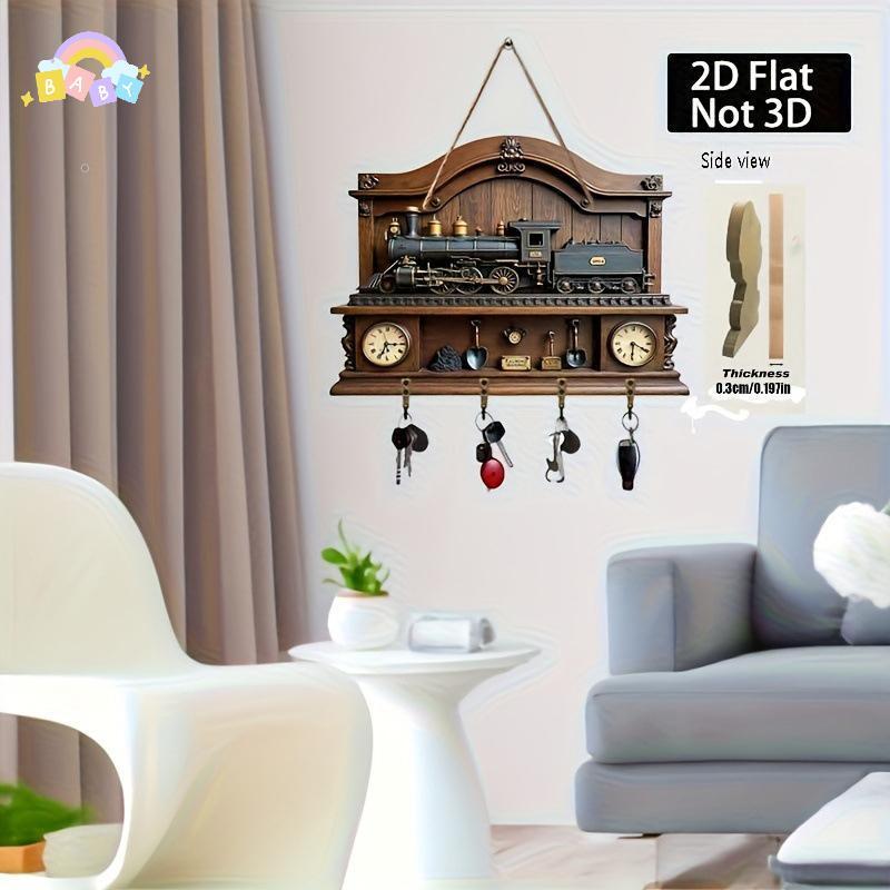 [BB-t] Vintage Train PVC Key Hook 4 ไม้แขวนเสื้อตกแต่งผนังกันน้ําสําหรับห้องซักรีด Porch Villa ตกแต่