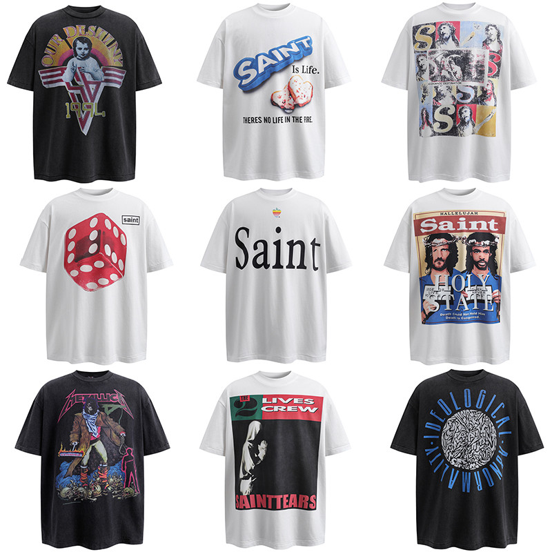 OMI Saint Michael เสื้อยืดแขนสั้นวินเทจสําหรับผู้ชายและผู้หญิง
