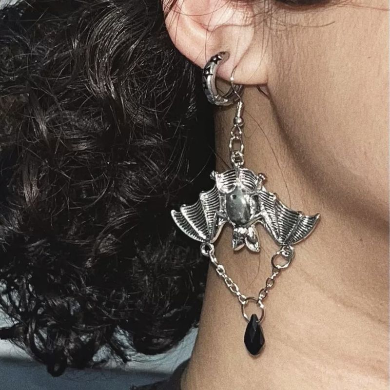 Gothic Dark Bat ต่างหู Flow ต่างหูฮาโลวีน Ins Rock Punk Street ต่างหู/8.23