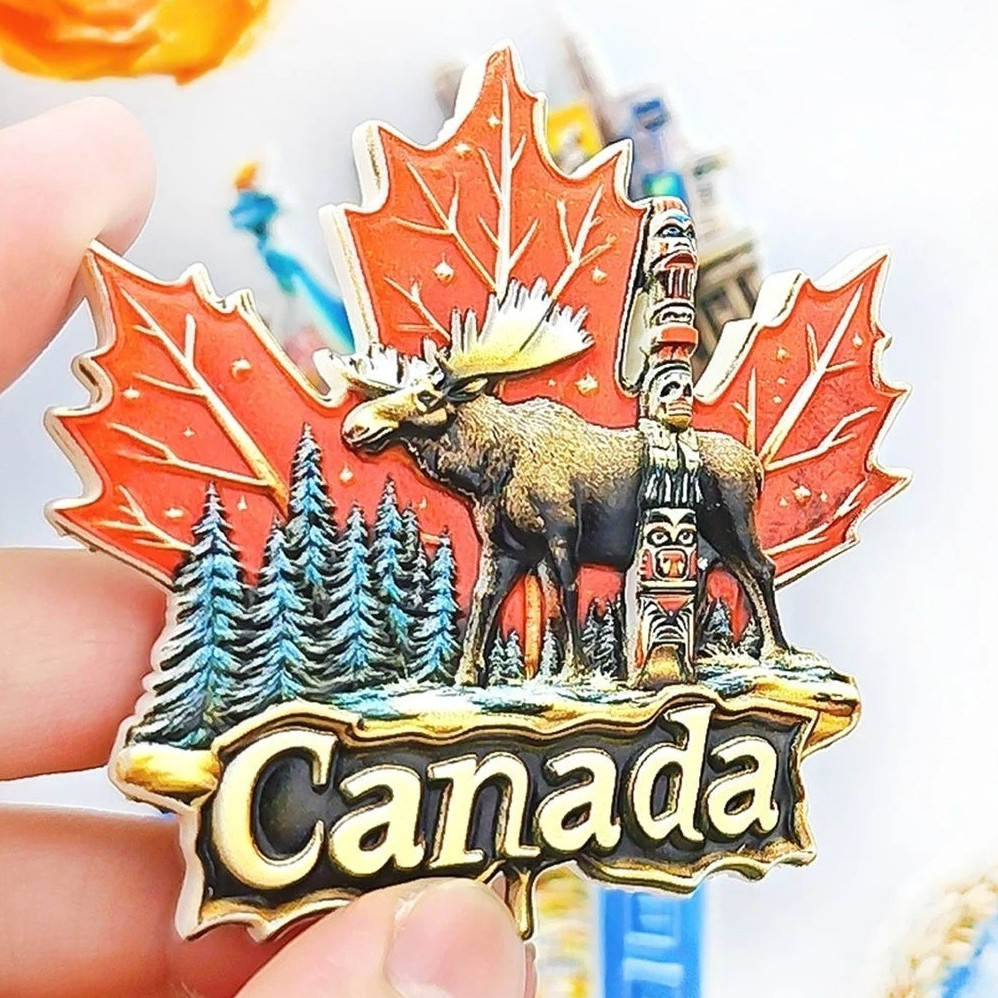 แม่เหล็กติดตู้เย็น 3D ที่ระลึกแคนาดา Banff Quebec Toronto Vancouver Wolf Totem ของขวัญแต่งบ้าน