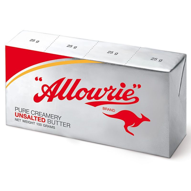 อลาวรี่เนยสดรสจืด 90กรัม Allowrie Unsalted Butter 90g. [หมายเลขบาร์โค้ด 8850332162318 ]