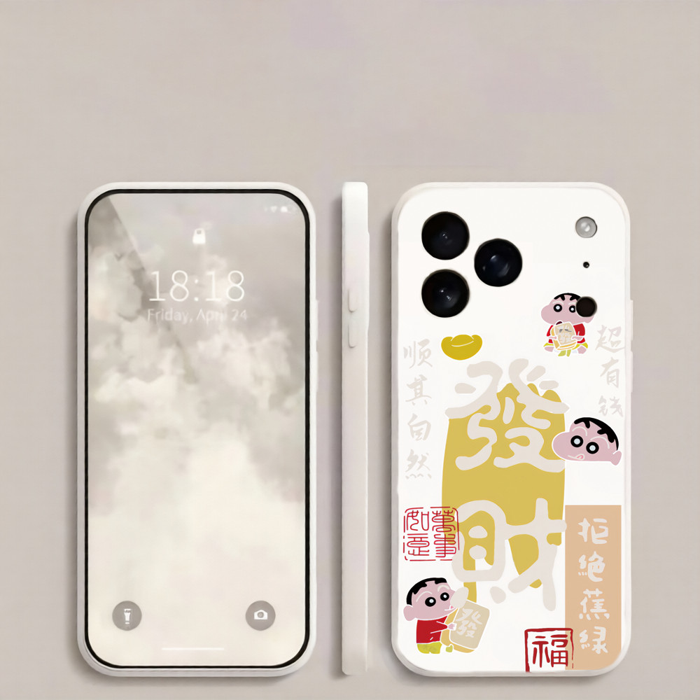 Ins FortuneสีขาวCrayon Shin-Chanเคสโทรศัพท์เหมาะสําหรับOPPO Reno 16Pro 15Pro 15 14 13Pro 13 11Pro 10